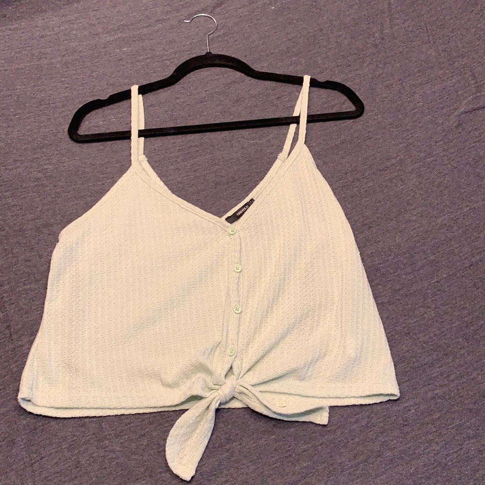Button up tie front crop top